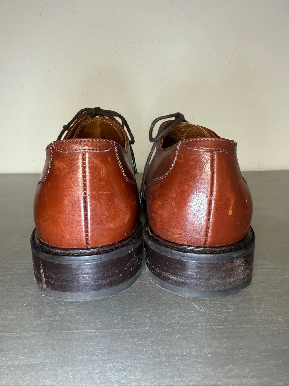 Bacco Bucci Italy Men's 8.5 D Brown Leather Square Moc Toe Oxford Dress Shoes